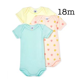 PETIT BATEAU - 新品未使用  プチバトー  18m 半袖ボディ  3枚組  パステルカラー