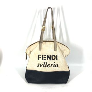 フェンディ(FENDI)のフェンディ FENDI セレリア ロゴ トートバッグ バイカラー 肩掛け  ショルダーバッグ キャンバス/レザー ベージュ(ショルダーバッグ)