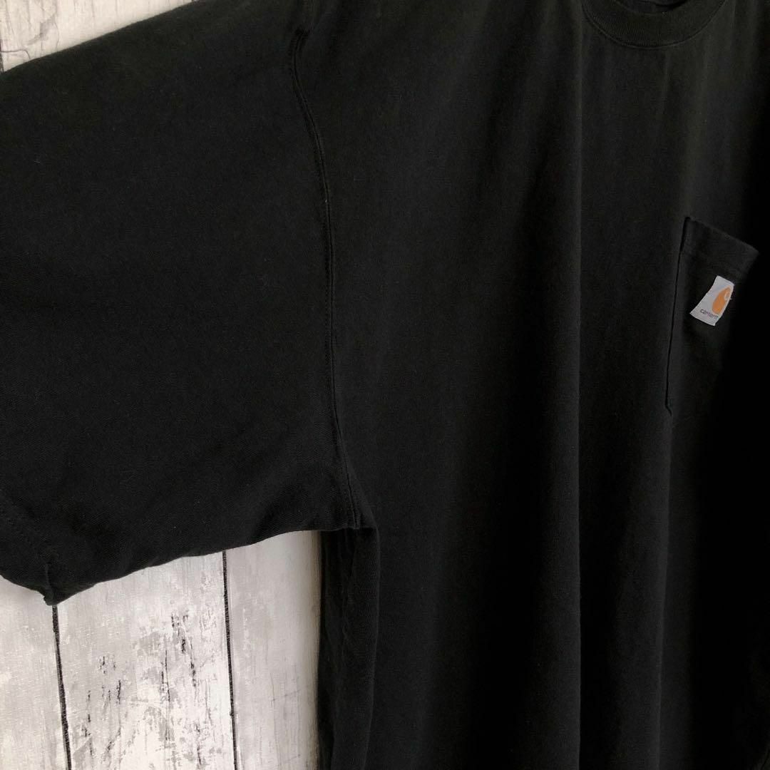 carhartt(カーハート)のカーハート　胸ポケット付き　黒ブラック　半袖Ｔシャツ　サイズＸＬ　メンズ　古着 メンズのトップス(Tシャツ/カットソー(半袖/袖なし))の商品写真