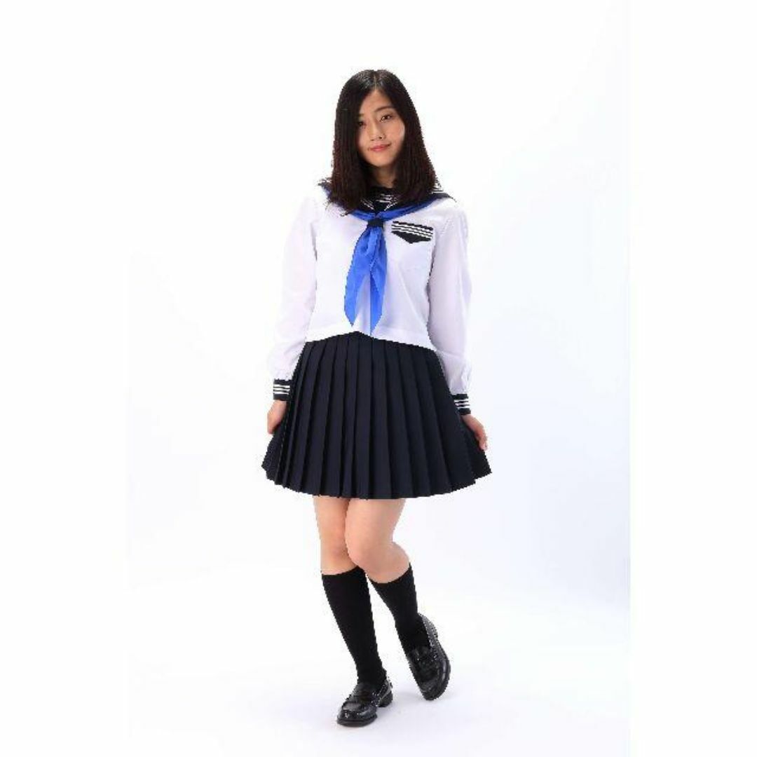 夏 制服 セーラー服 袖飾り付き 長袖 中間服 学校標準服 特大サイズもあり レディースのレディース その他(セット/コーデ)の商品写真