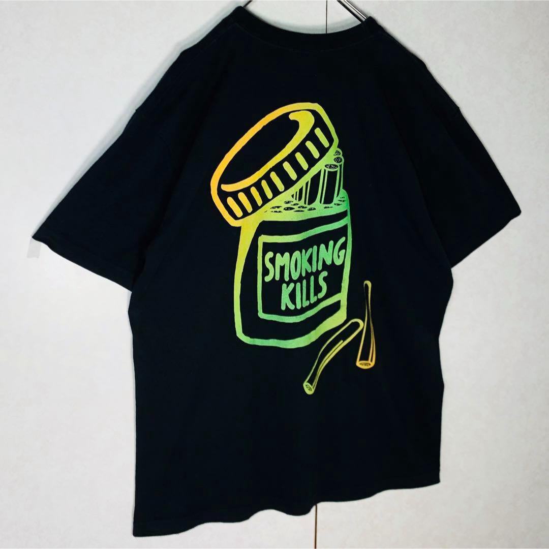 #FR2(エフアールツー)の【希少デザイン】FR2 スモーキングキルズ タバコバックプリント Tシャツ 黒 メンズのトップス(Tシャツ/カットソー(半袖/袖なし))の商品写真