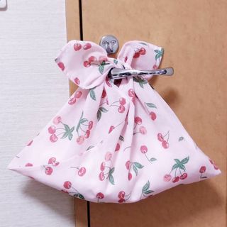 あずま袋〈さくらんぼ　ピンク〉エコバッグ、バッグインバッグ　ハンドメイド(その他)