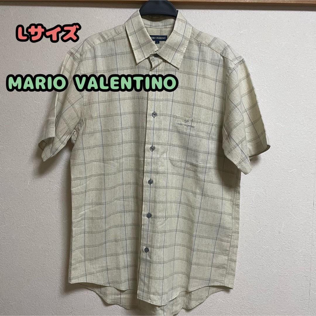 MARIO VALENTINO(マリオバレンチノ)のMARIO VALENTINO 半袖シャツ　Lサイズ　ライン柄 メンズのトップス(シャツ)の商品写真