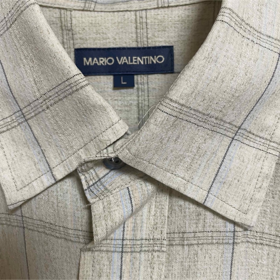 MARIO VALENTINO(マリオバレンチノ)のMARIO VALENTINO 半袖シャツ　Lサイズ　ライン柄 メンズのトップス(シャツ)の商品写真