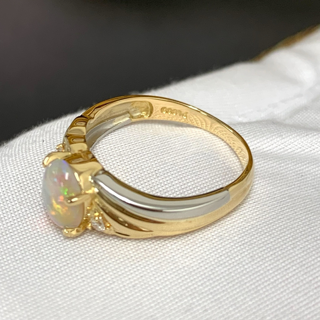 Pt900 K18YG オパール　ダイヤモンド　0.04 リング　指輪 レディースのアクセサリー(リング(指輪))の商品写真