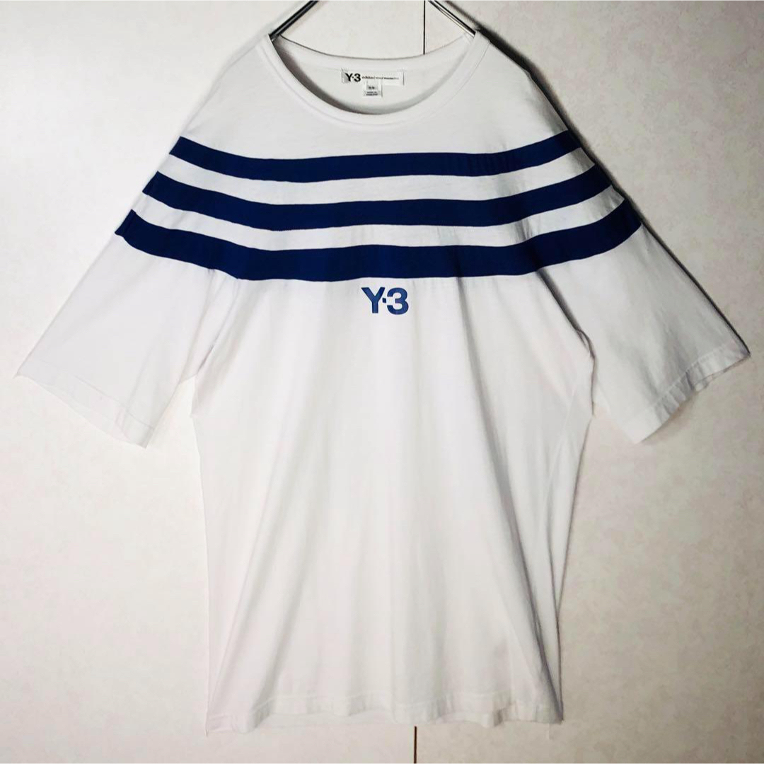 Y-3(ワイスリー)の【希少デザイン】Y-3 ワイスリー ボーダー ワンポイントロゴ Tシャツ M メンズのトップス(Tシャツ/カットソー(半袖/袖なし))の商品写真