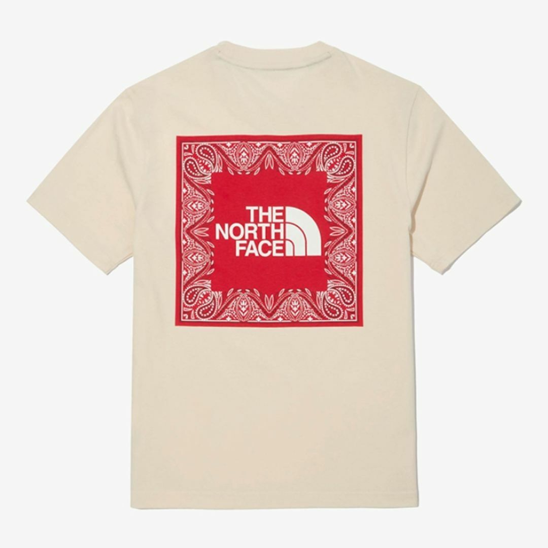 THE NORTH FACE(ザノースフェイス)のノースフェイス Tシャツ 半袖 バンダナ ビックロゴ ベージュ/M K539A メンズのトップス(Tシャツ/カットソー(半袖/袖なし))の商品写真