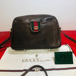 グッチ(Gucci)の【美品】☆GUCCI グッチ　シェリーライン　レザー　ショルダーバッグ ブラウン(ショルダーバッグ)