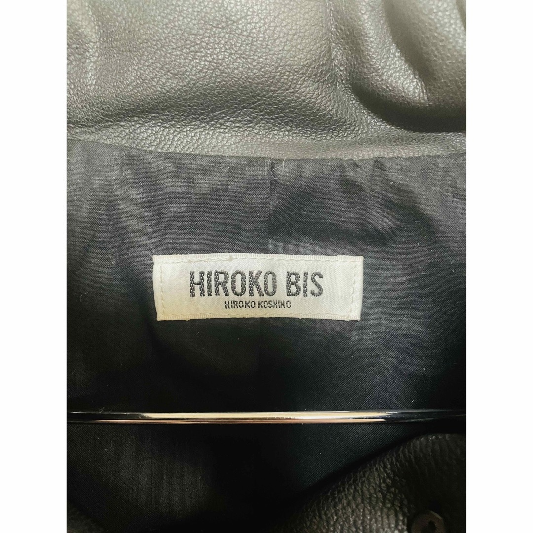 HIROKO KOSHINO(ヒロココシノ)のhiroko BIS  ヒロココシノ レザージャケット　サイズ9  ブラック レディースのジャケット/アウター(ライダースジャケット)の商品写真