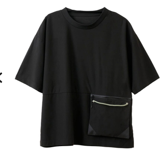 レディースニュートラルポケットプルオーバー　ブラック(Tシャツ(半袖/袖なし))