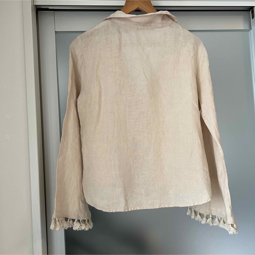 ZARA(ザラ)のZARA リネン素材フリンジシャツ　 レディースのトップス(シャツ/ブラウス(長袖/七分))の商品写真