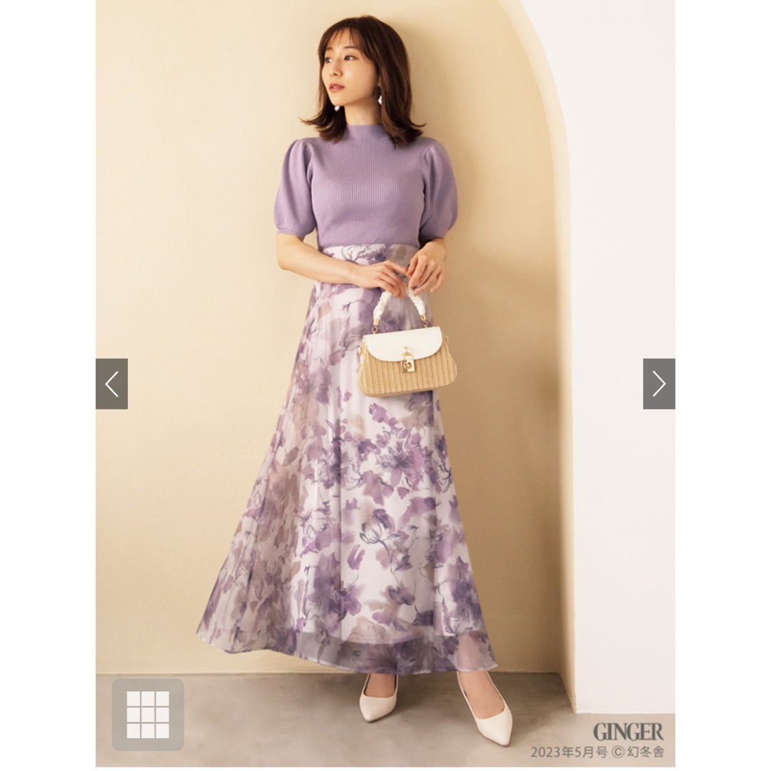 花柄オーガンジーフレアスカート レディースのスカート(ロングスカート)の商品写真