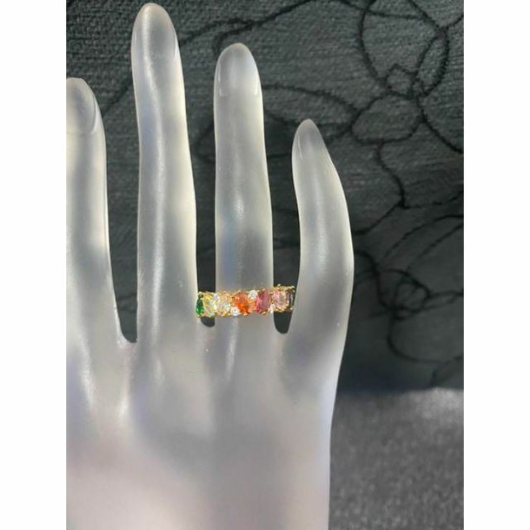 （1219）14号　ゴールドまるまるカラフルリング　高価爪留め仕様　指輪 レディースのアクセサリー(リング(指輪))の商品写真
