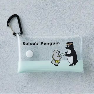 ジェイアール(JR)のSuicaペンギン  クリアマルチケース  カラビナ付き    鉄道シリーズ(ポーチ)