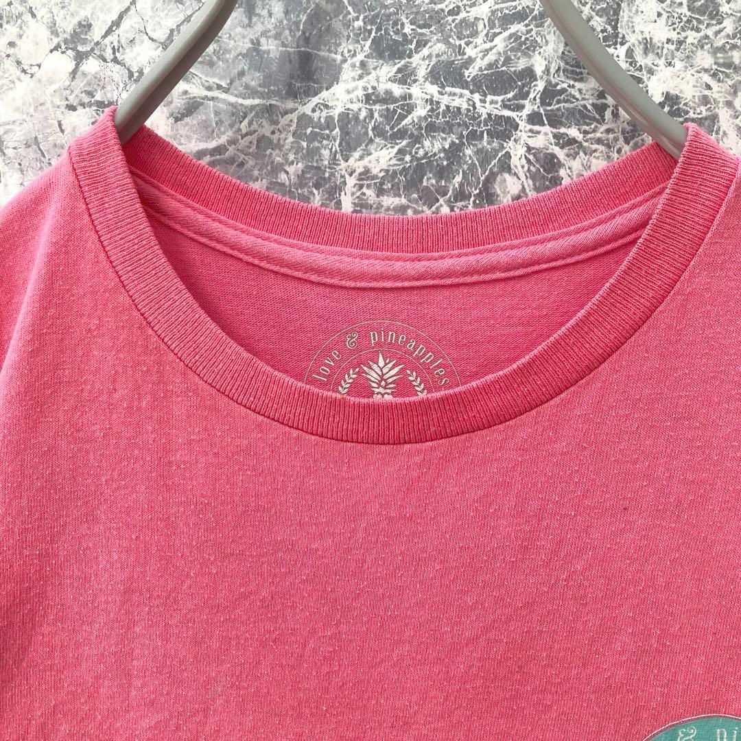 VINTAGE(ヴィンテージ)のIT71 US古着ラブ&パイナップルバックデカプリントロゴくすみピンクTシャツ メンズのトップス(Tシャツ/カットソー(半袖/袖なし))の商品写真