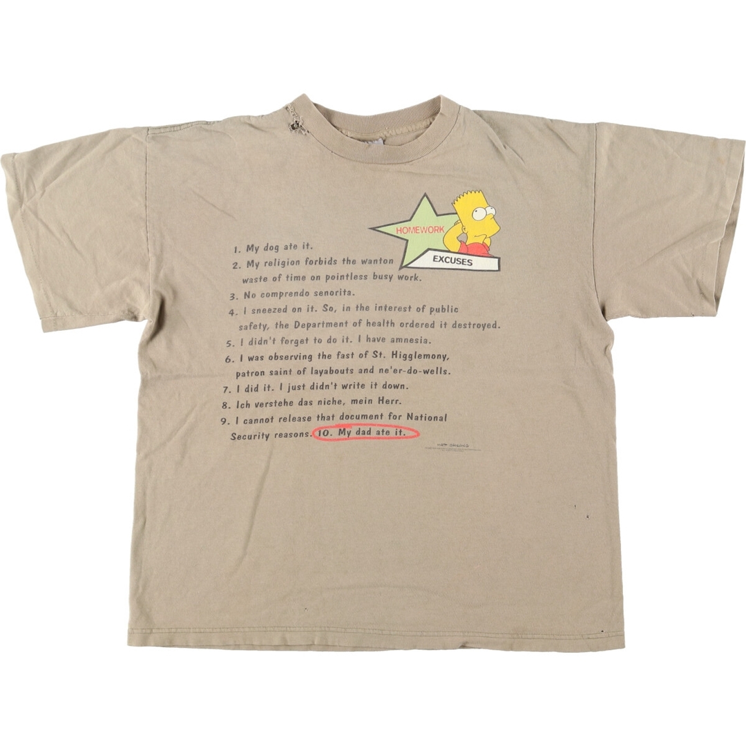 古着 90年代 STANLEY DESANTIS THE SIMPSONS シンプソンズ キャラクタープリントTシャツ USA製 メンズL ヴィンテージ /eaa443409 メンズのトップス(Tシャツ/カットソー(半袖/袖なし))の商品写真