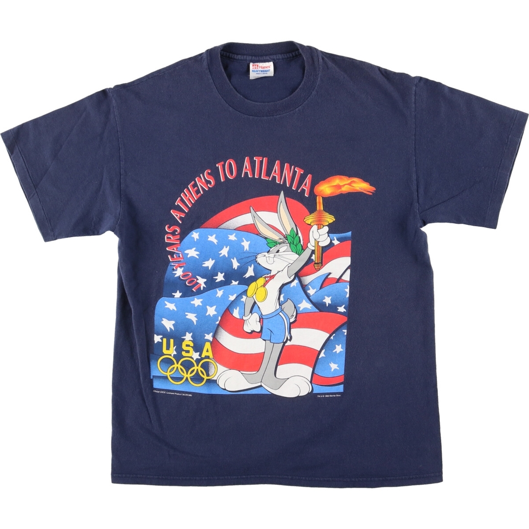 Hanes(ヘインズ)の古着 90年代 ヘインズ Hanes ATLANTA OLYMPIC アトランタオリンピック バックスバニー キャラクタープリントTシャツ メンズL ヴィンテージ /eaa443410 メンズのトップス(Tシャツ/カットソー(半袖/袖なし))の商品写真