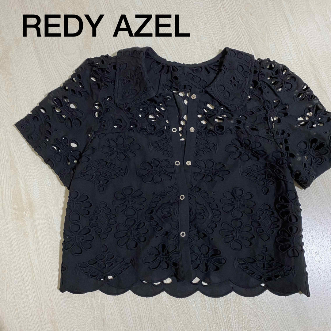 REDYAZEL(レディアゼル)の超美品❣️REDY AZEL レースコットンブラウス ブラック Ｓサイズ レディースのトップス(シャツ/ブラウス(半袖/袖なし))の商品写真