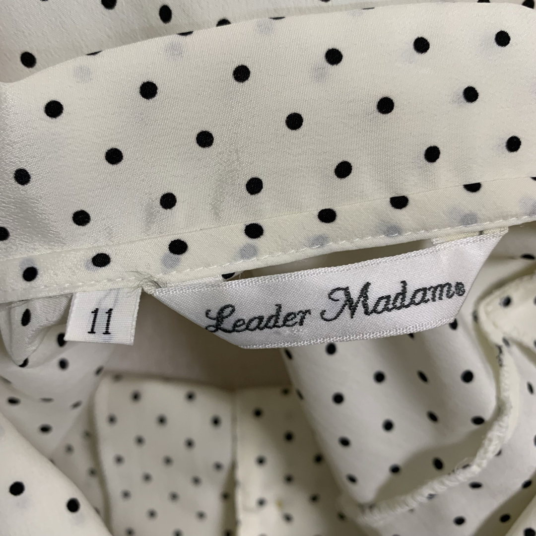 リーダーマダム シャツ 11号 L相当 白 ホワイト ドット柄 長袖 レディースのトップス(シャツ/ブラウス(長袖/七分))の商品写真