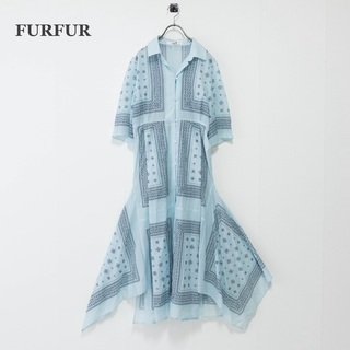 fur fur - 【FURFUR】シャツワンピース　バンダナ柄　ブルー　キャミソール付き
