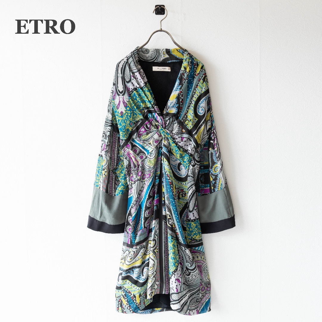 ETRO(エトロ)の【ETRO】エトロ　カシュクールワンピース　ペイズリー　シルク　フレアスリーブ レディースのワンピース(ひざ丈ワンピース)の商品写真