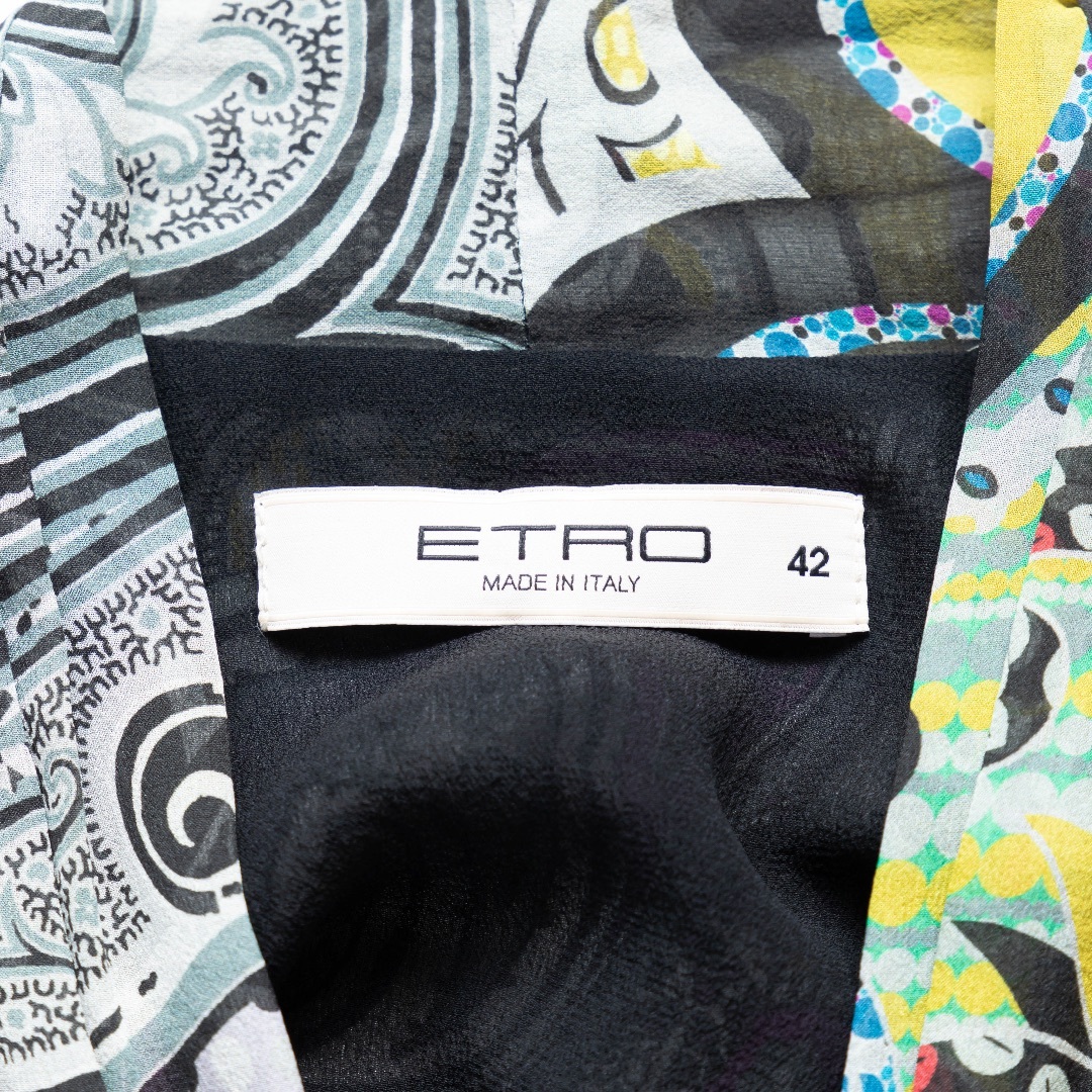 ETRO(エトロ)の【ETRO】エトロ　カシュクールワンピース　ペイズリー　シルク　フレアスリーブ レディースのワンピース(ひざ丈ワンピース)の商品写真