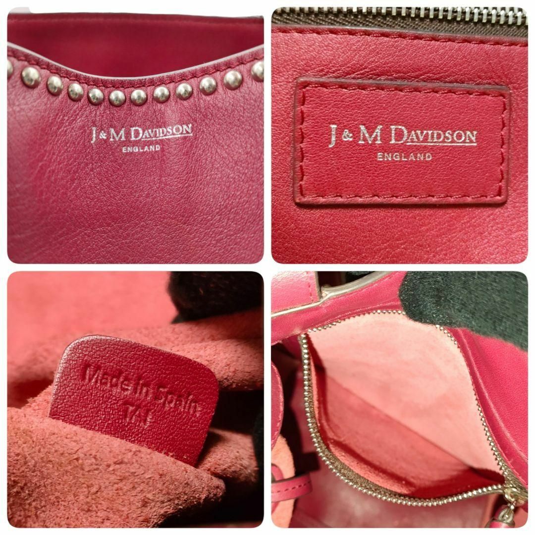 J&M DAVIDSON(ジェイアンドエムデヴィッドソン)のJ&M DAVIDSON ベル スタッズ トートバッグ レザー レッド 肩掛け レディースのバッグ(トートバッグ)の商品写真