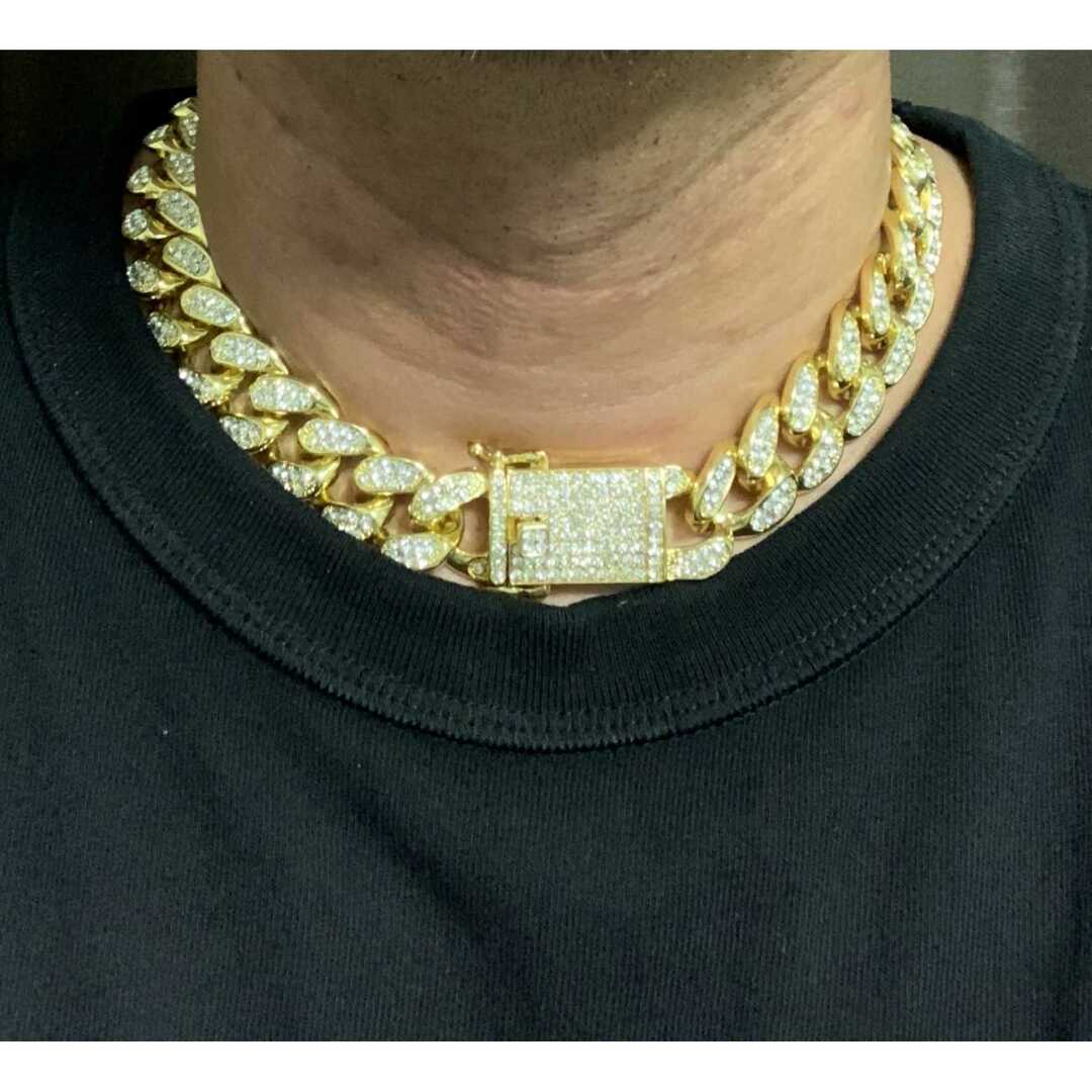 ゴールド 47cm幅2cm ジルコニアネックレス メンズのアクセサリー(ネックレス)の商品写真