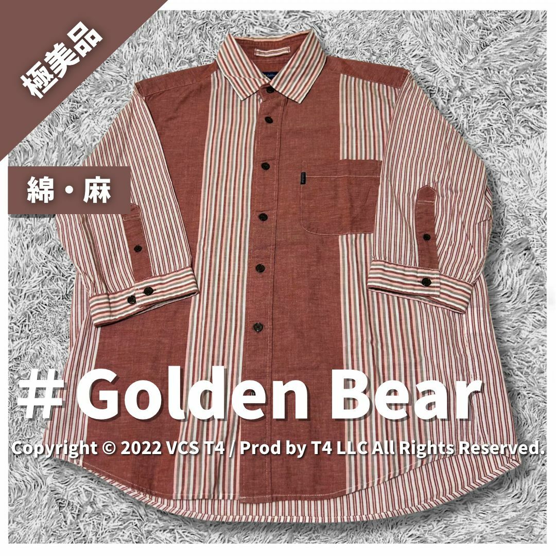 Golden Bear(ゴールデンベア)の【極美品】ゴールデンベア シャツ 七分袖 M ストライプ 切り替え ✓4347 レディースのトップス(シャツ/ブラウス(長袖/七分))の商品写真