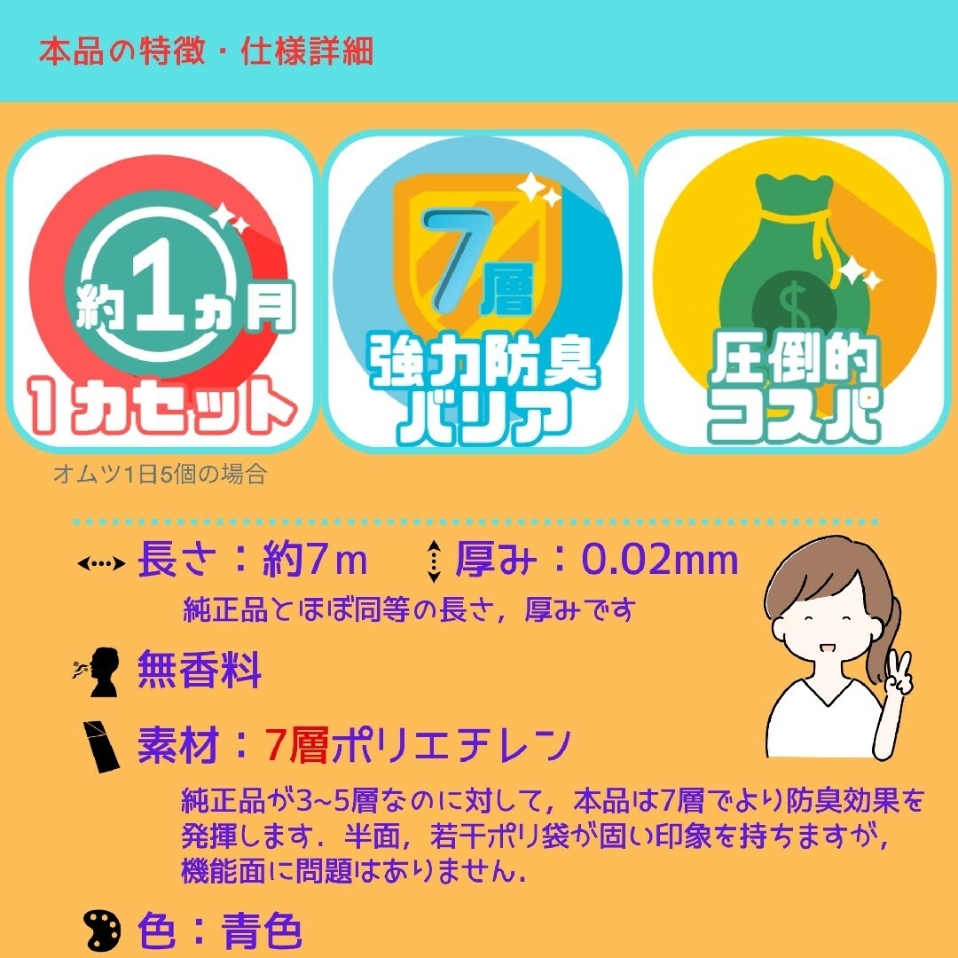 おむつ互換カセット2個 スマートポイ ニオイポイ におわなくてポイ ごみ箱 防臭 キッズ/ベビー/マタニティのおむつ/トイレ用品(紙おむつ用ゴミ箱)の商品写真