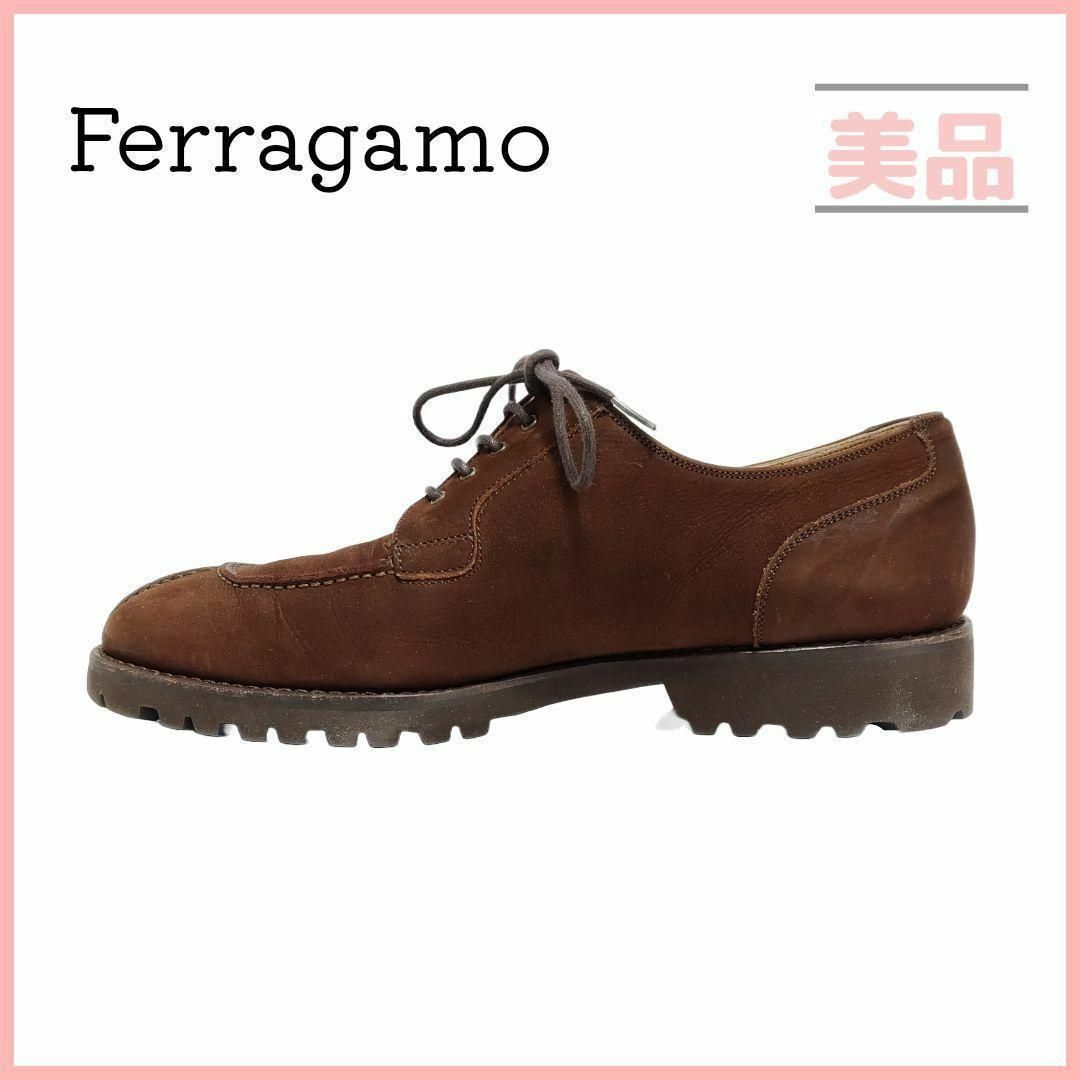 Salvatore Ferragamo(サルヴァトーレフェラガモ)のサルバトーレ フェラガモ 濃茶 Uチップ 24.5cm ヌバック ブラウン メンズの靴/シューズ(ドレス/ビジネス)の商品写真