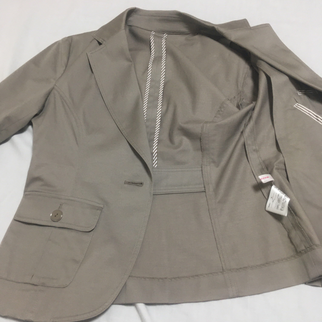7分袖 サマースーツ サンドベージュ レディースのフォーマル/ドレス(スーツ)の商品写真
