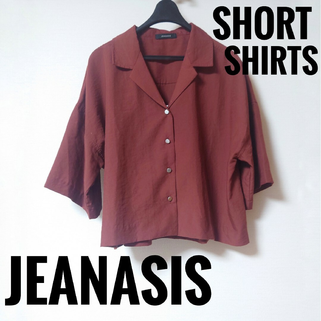 JEANASIS(ジーナシス)のJEANASIS　ジーナシス　半袖カイキンショートシャツ　ブラウン　Fサイズ レディースのトップス(シャツ/ブラウス(半袖/袖なし))の商品写真