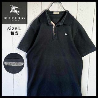 BURBERRY - バーバリー BURBERRY ポロシャツ 刺繡ロゴ ノバチェック 古着 L相当