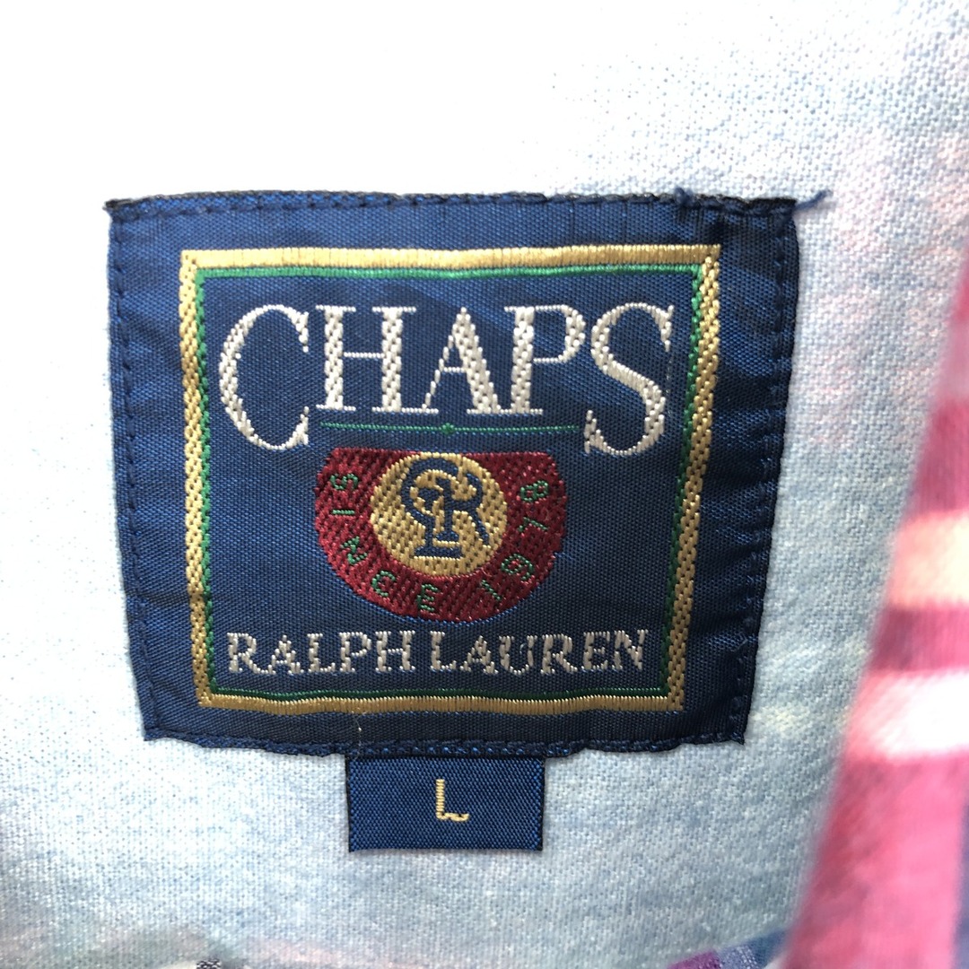 Ralph Lauren(ラルフローレン)の古着 80年代 ラルフローレン Ralph Lauren CHAPS チャップス クレイジーパターン 半袖 ボタンダウン チェックシャツ メンズL ヴィンテージ/eaa443798 メンズのトップス(シャツ)の商品写真