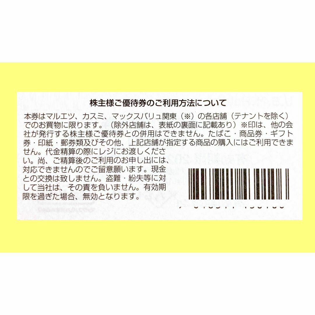 🌱100円券x30枚🌱カスミMaxValuマルエツ株主優待🌱送料込 チケットの優待券/割引券(ショッピング)の商品写真