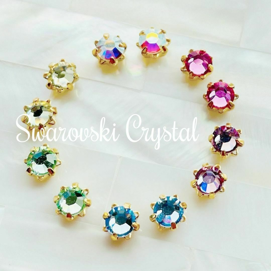 SWAROVSKI(スワロフスキー)のスワロフスキー★花台座Setting 4mm×6ColorアソートP12個 B7 ハンドメイドの素材/材料(各種パーツ)の商品写真