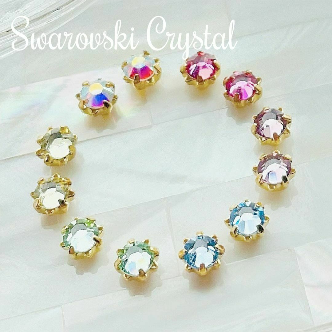 SWAROVSKI(スワロフスキー)のスワロフスキー★花台座Setting 4mm×6ColorアソートP12個 B7 ハンドメイドの素材/材料(各種パーツ)の商品写真