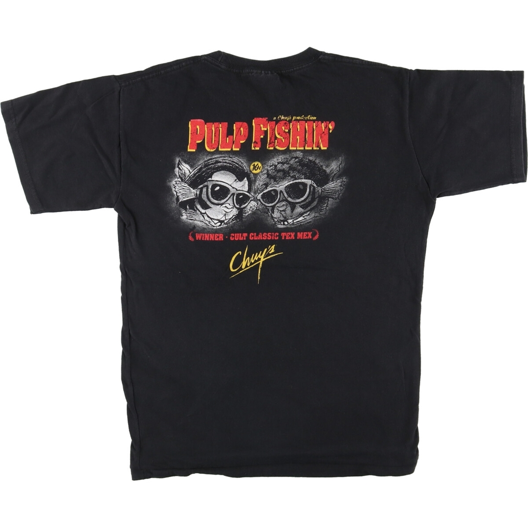 古着 VIATRAN PULP FICTION パルプフィクション パロディ バックプリント プリントTシャツ メンズM /eaa442082 メンズのトップス(Tシャツ/カットソー(半袖/袖なし))の商品写真