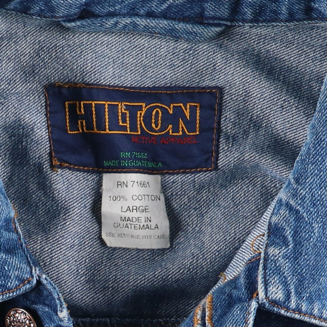 古着 80年代~ HILTON デニムジャケット Gジャン メンズL ヴィンテージ /eaa443078 メンズのジャケット/アウター(Gジャン/デニムジャケット)の商品写真