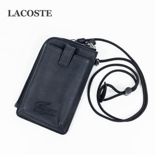 ラコステ(LACOSTE)の【LACOSTE】ラコステ　スマホショルダーバッグ　ブラック　レザー(ショルダーバッグ)