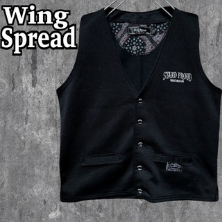 ヴィンテージ(VINTAGE)のWing Spread メンズ ベスト 刺繍ロゴ ワッペン ペイズリー柄 M(ベスト)