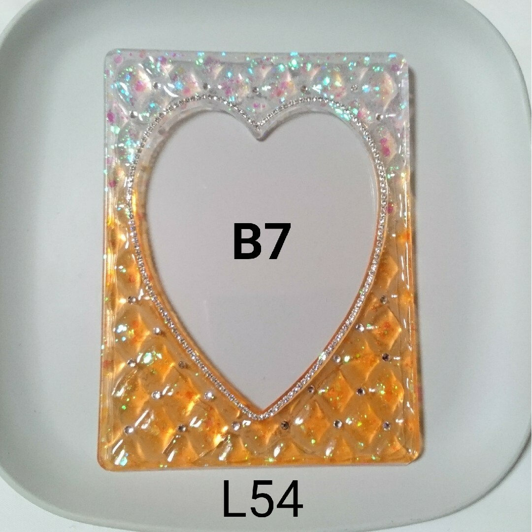 【L54】B7  デコ硬質ケース  キルティング L判 写真 クリア×オレンジ ハンドメイドのハンドメイド その他(その他)の商品写真
