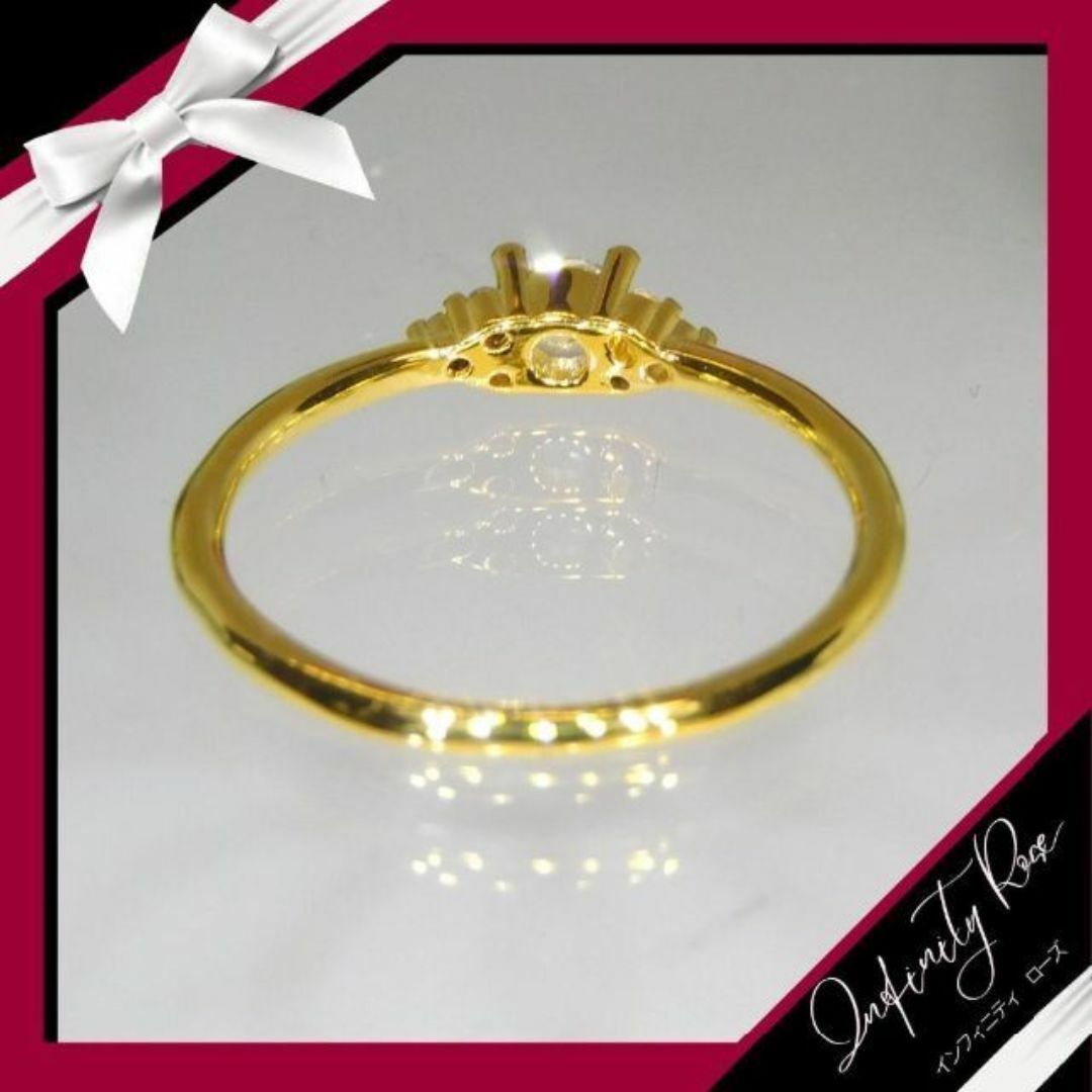 （1070）9号　ゴールドランダムスワロ清楚で可憐な細リング　指輪 レディースのアクセサリー(リング(指輪))の商品写真