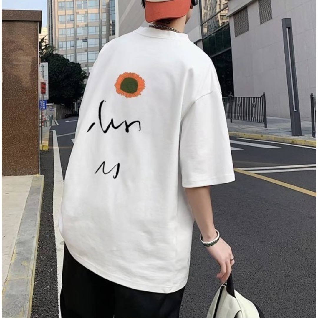  XL メンズ 白 Tシャツ 半袖  シンプル 無地 ロゴ オーバーサイズ メンズのトップス(Tシャツ/カットソー(半袖/袖なし))の商品写真