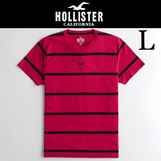 ホリスター(Hollister)の新品タグ付き☆ホリスターボーダー半袖TシャツL赤黒 アバクロンビー&フィッチ(Tシャツ/カットソー(半袖/袖なし))