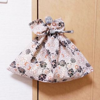 あずま袋〈フローラル　ベージュ〉エコバッグ、バッグインバッグ　ハンドメイド(その他)