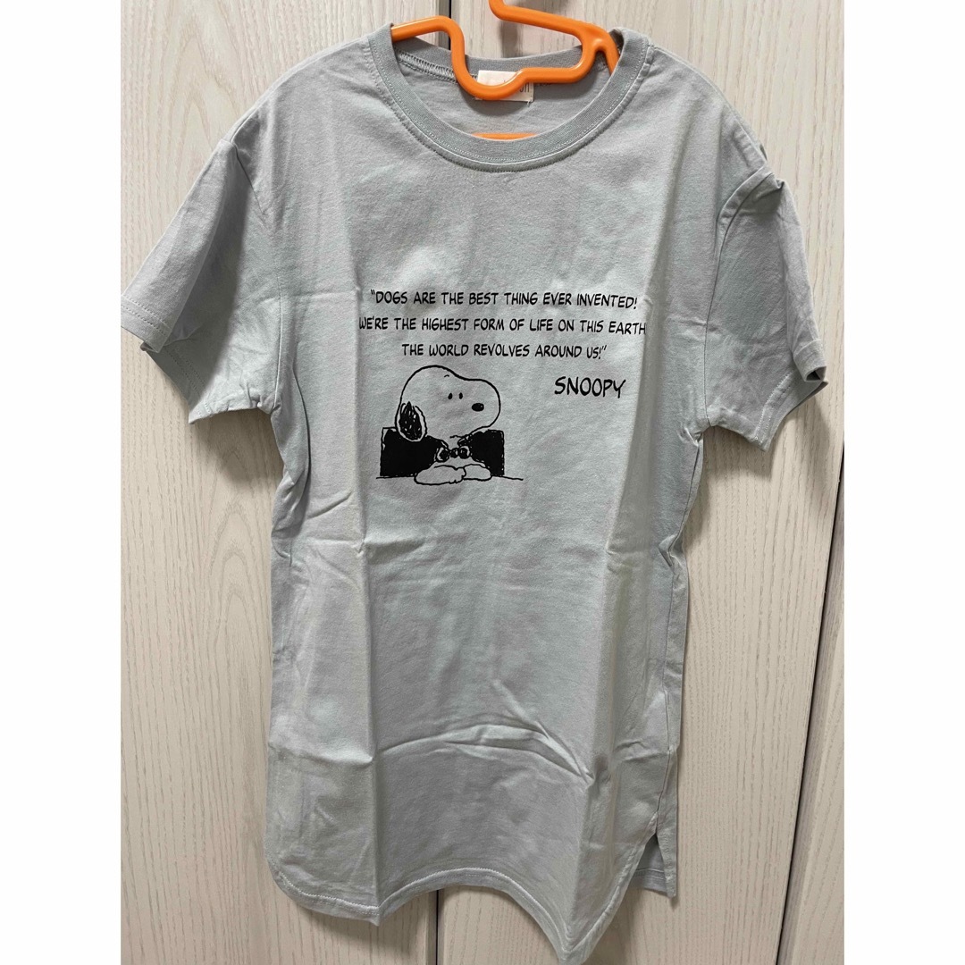 b.Room(ビールーム)のb.ROOM スヌーピーTシャツワンピ 水色 100サイズ キッズ/ベビー/マタニティのキッズ服女の子用(90cm~)(Tシャツ/カットソー)の商品写真