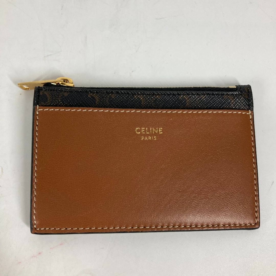 celine(セリーヌ)のセリーヌ CELINE ジップ付きカードホルダー 10F992BZ9 トリオンフ コインケース 小銭入れ 財布 カードケース キャンバス タン ブラウン 美品 レディースのファッション小物(パスケース/IDカードホルダー)の商品写真