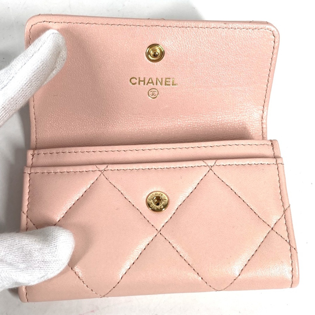 CHANEL(シャネル)のシャネル CHANEL チェーン CC カードケース マトラッセ 19ライン ココマーク 財布 小銭入れ コインケース ラムスキン ピンク 美品 レディースのファッション小物(コインケース)の商品写真